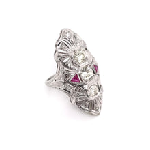 ART DECO DIAMOND AND RUBY DINNER RING