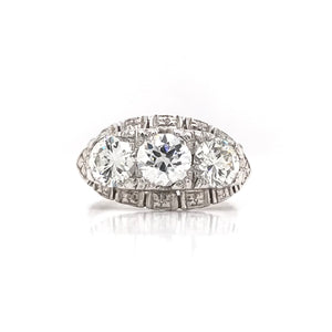 MID CENTURY 2.05 CARAT DTW DIAMOND AND PLATINUM RING