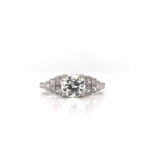 MID CENTURY 1.12 CARAT DIAMOND AND PLATINUM RING