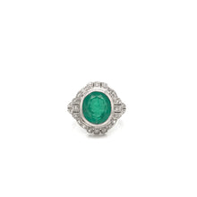 ART DECO 2.5 CARAT EMERALD DIAMOND AND PLATINUM RING