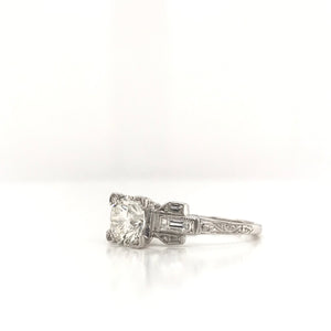 1.0 CARAT ART DECO DIAMOND PLATINUM RING