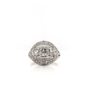 MID CENTURY 1.25 DTW DIAMOND AND PLATINUM RING