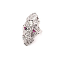 ART DECO DIAMOND AND RUBY DINNER RING