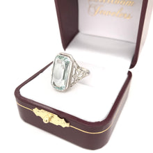 ART DECO AQUAMARINE FILIGREE RING