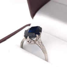 SYNTHETIC SAPPHIRE IN EDWARDIAN SETTING RING