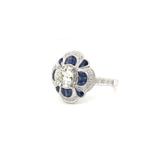 ANTIQUE INSPIRED 1.25 CARAT DIAMOND AND SAPPHIRE RING