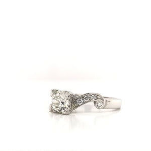 0.74 CARAT MID CENTURY DIAMOND PLATINUM RING