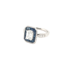 ANTIQUE STYLE 1.12 CARAT DIAMOND SAPPHIRE AND PLATINUM RING