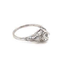 ANTIQUE 0.55 CARAT DIAMOND PLATINUM FILIGREE RING