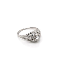 ART DECO 0.45 CARAT DIAMOND AND FLORAL FILIGREE RING
