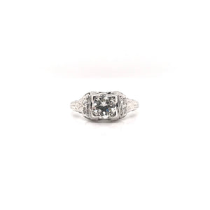 EDWARDIAN 0.74 CARAT DIAMOND AND PLATINUM FILIGREE RING