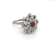 RETRO RUBY AND DIAMOND CLUSTER RING