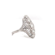 DIAMOND AND GREEK KEY FILIGREE DINNER RING