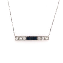 ANTIQUE DIAMOND AND SAPPHIRE PLATINUM BAR NECKLACE