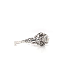 ANTIQUE 0.55 CARAT DIAMOND PLATINUM FILIGREE RING