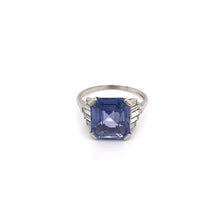 ART DECO 5.63 CARAT CEYLON SAPPHIRE AND DIAMOND PLATINUM RING