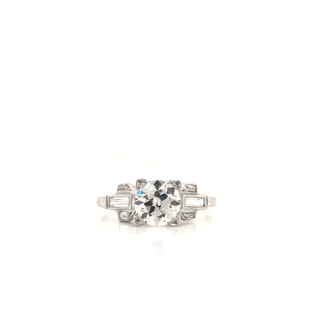 1.0 CARAT ART DECO DIAMOND PLATINUM RING