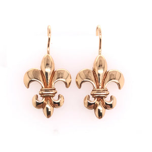 SOLID 14K GOLD FLEUR-DE-LIS EARRINGS