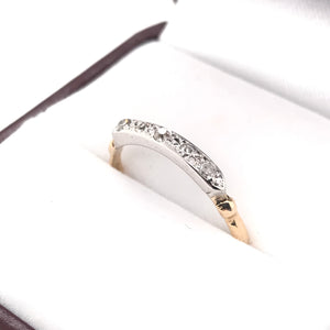 MID CENTURY TWO TONED GOLD AND DIAMOND BAND