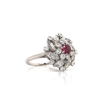 RETRO RUBY AND DIAMOND CLUSTER RING