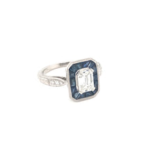 ANTIQUE STYLE 1.12 CARAT DIAMOND SAPPHIRE AND PLATINUM RING