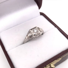 ART DECO FILIGREE RING WITH DIAMOND ACCENT