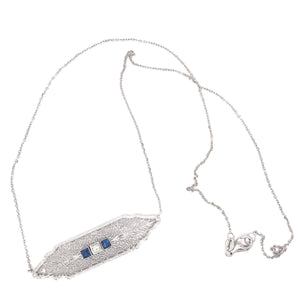 ART DECO SAPPHIRE DIAMOND AND FILIGREE NECKLACE