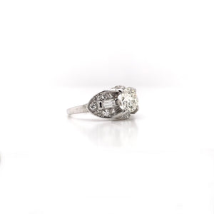 ART DECO 0.97 CARAT DIAMOND PLATINUM RING