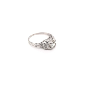 EDWARDIAN 0.74 CARAT DIAMOND AND PLATINUM FILIGREE RING