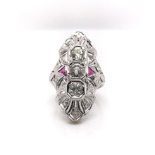 ART DECO DIAMOND AND RUBY DINNER RING