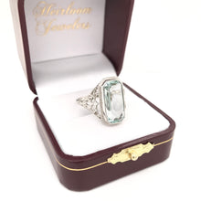 ART DECO AQUAMARINE FILIGREE RING