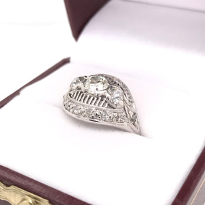 MID CENTURY 1.25 DTW DIAMOND AND PLATINUM RING