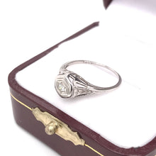 ART DECO FILIGREE RING WITH DIAMOND ACCENT
