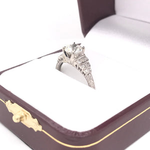 MID CENTURY 1.12 CARAT DIAMOND AND PLATINUM RING