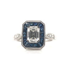 ANTIQUE STYLE 1.12 CARAT DIAMOND SAPPHIRE AND PLATINUM RING