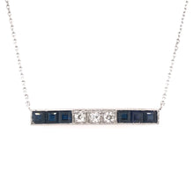 ANTIQUE SAPPHIRE AND DIAMOND PLATINUM BAR NECKLACE