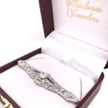 ANTIQUE 0.65 CARAT DIAMOND SAPPHIRE AND PLATINUM FILIGREE NECKLACE