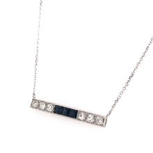 ANTIQUE DIAMOND AND SAPPHIRE PLATINUM BAR NECKLACE
