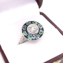 ANTIQUE STYLE DIAMOND AND SAPPHIRE RING
