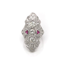 ART DECO DIAMOND AND RUBY DINNER RING