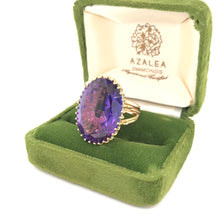 MID CENTURY SIMULATED ALEXANDRITE COCKTAIL RING