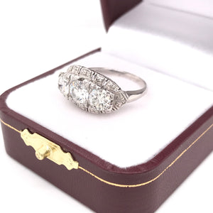MID CENTURY 2.05 CARAT DTW DIAMOND AND PLATINUM RING
