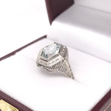 ANTIQUE AQUAMARINE FILIGREE RING