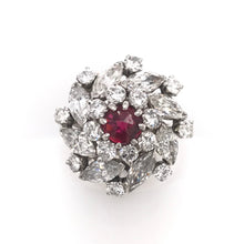 RETRO RUBY AND DIAMOND CLUSTER RING