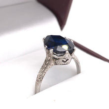 SYNTHETIC SAPPHIRE IN EDWARDIAN SETTING RING