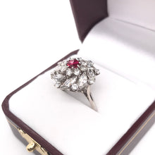 RETRO RUBY AND DIAMOND CLUSTER RING