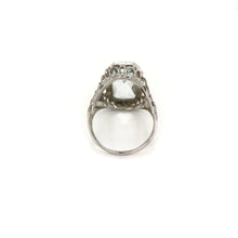 ART DECO AQUAMARINE FILIGREE RING