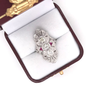 ART DECO DIAMOND AND RUBY DINNER RING