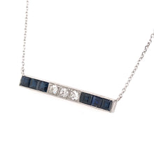 ANTIQUE SAPPHIRE AND DIAMOND PLATINUM BAR NECKLACE