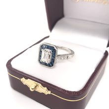 ANTIQUE STYLE 1.12 CARAT DIAMOND SAPPHIRE AND PLATINUM RING